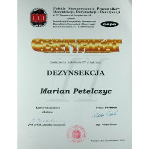 Certyfikat Dezynsekcja